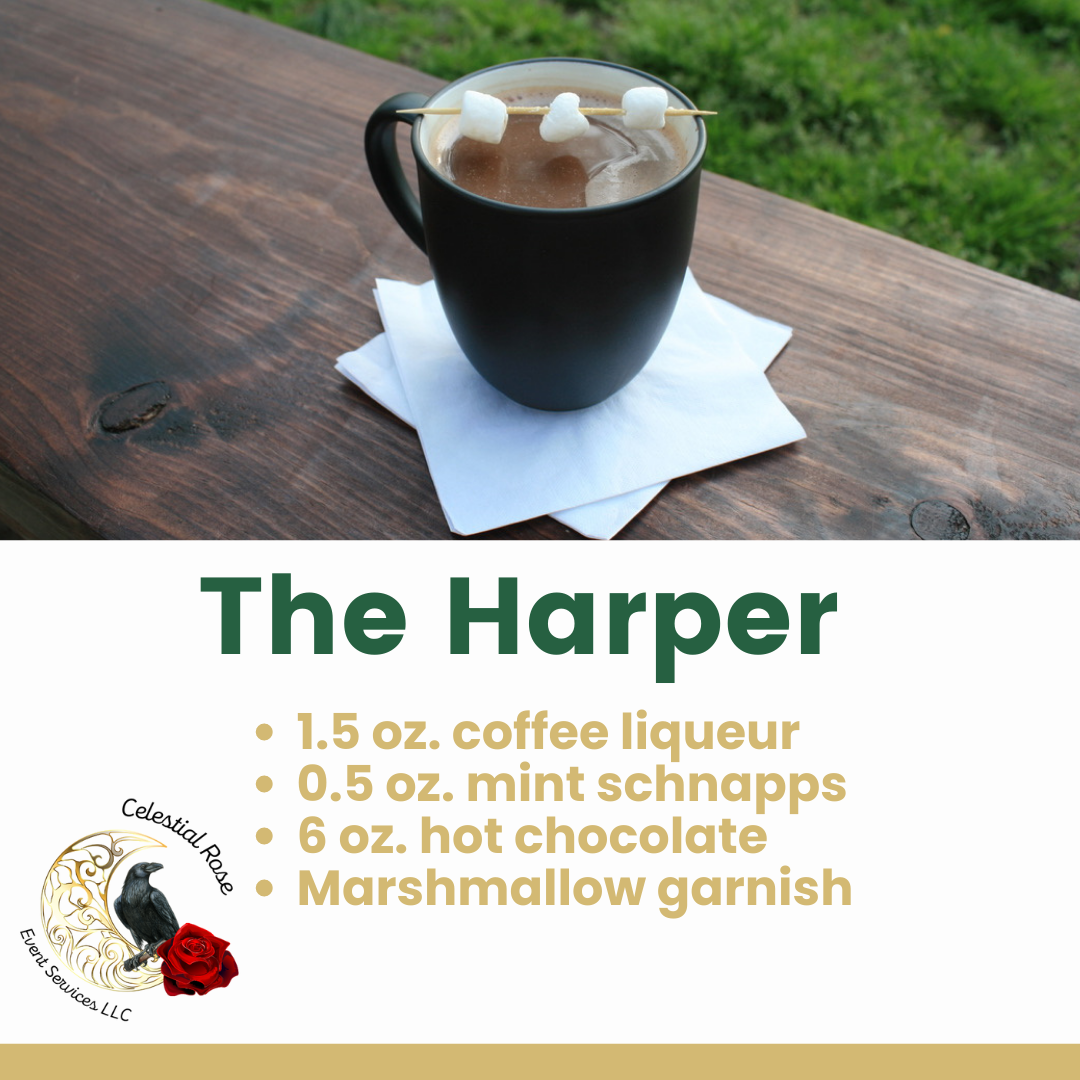 Recipe for Harper signature cocktail with photo of cocktail